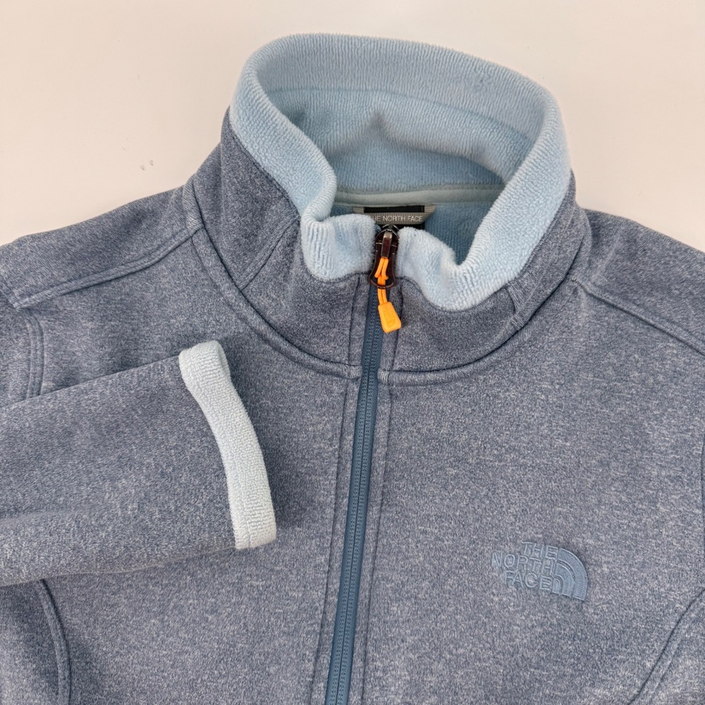 The North Face Fleece Jacket Womens Medium Blue Full Zip Heathered Mock Neck